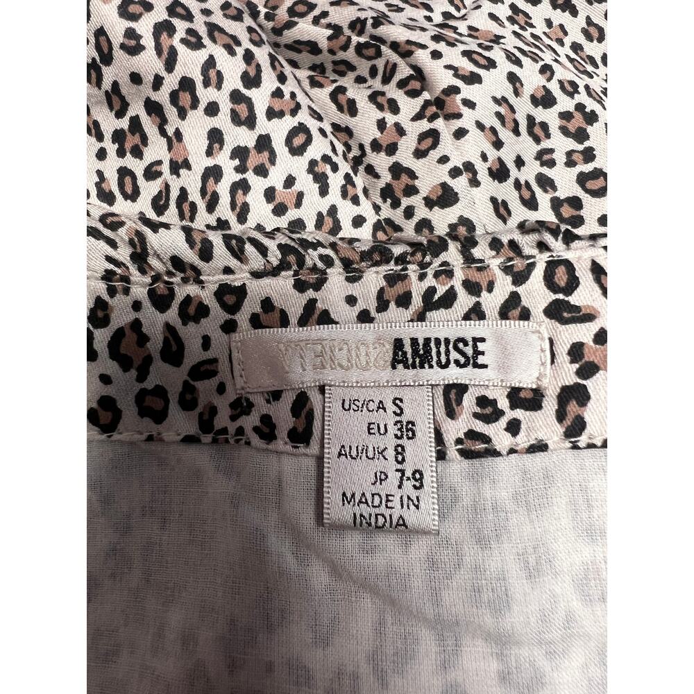 Amuse Society Leopard Print Ruffle Wrap Mini Dress Women Small black/white - Picture 5 of 10